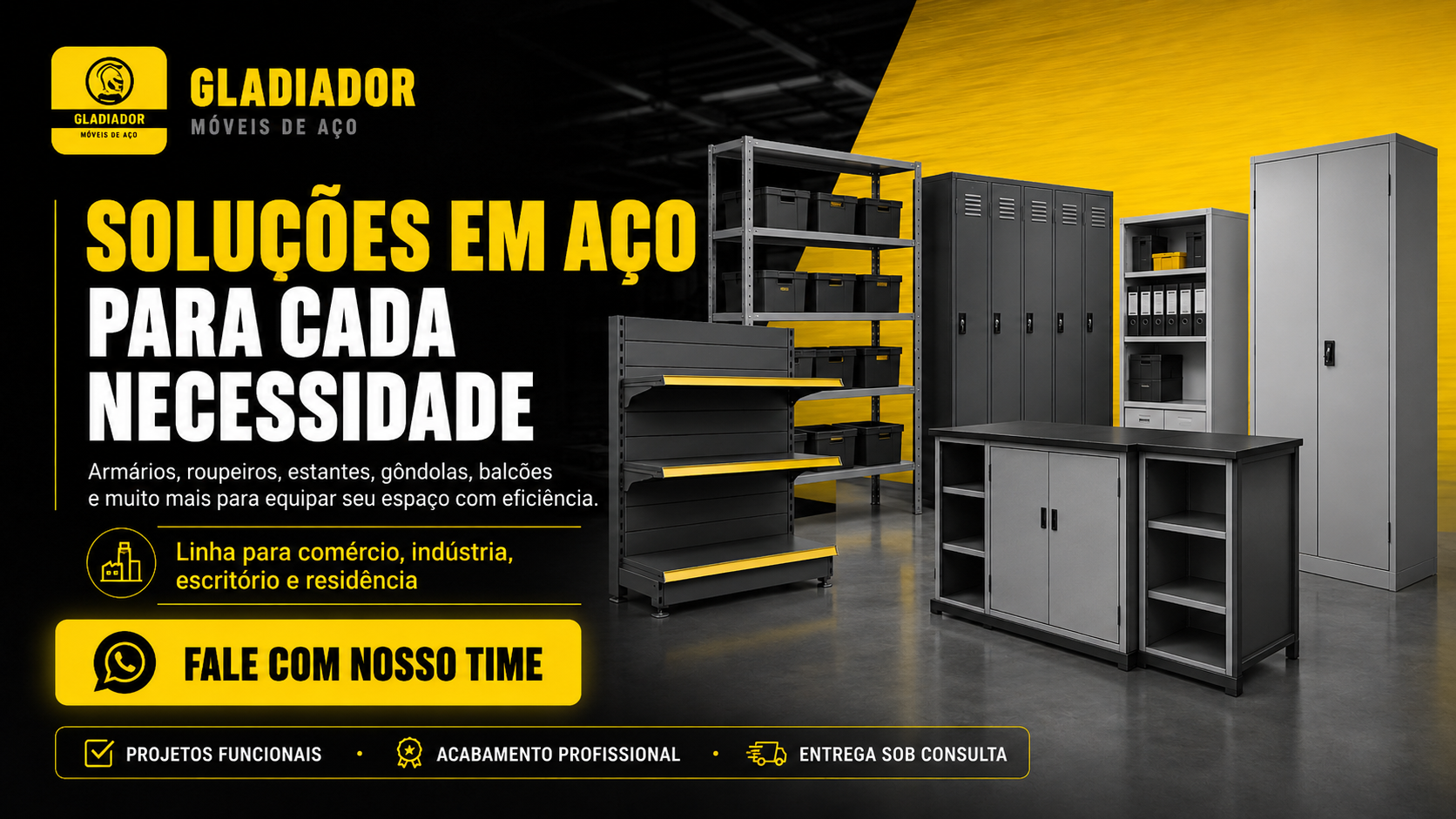 Banner Gladiador soluções em aço para cada necessidade